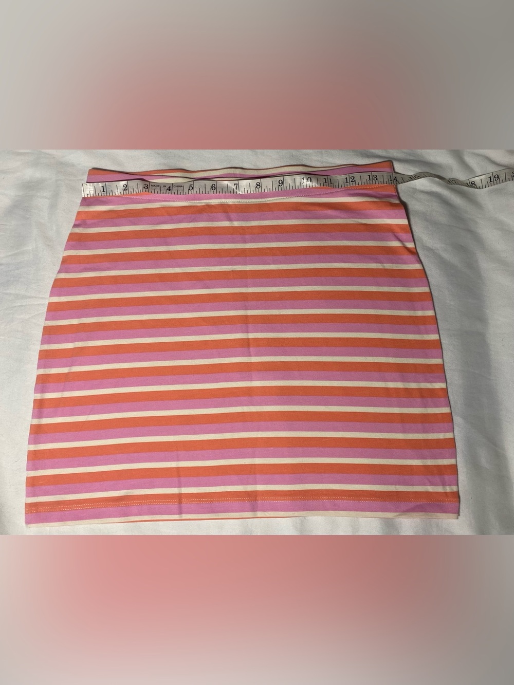 NWOT - Retro Mini Skirt - Striped Pink, White & Orange
